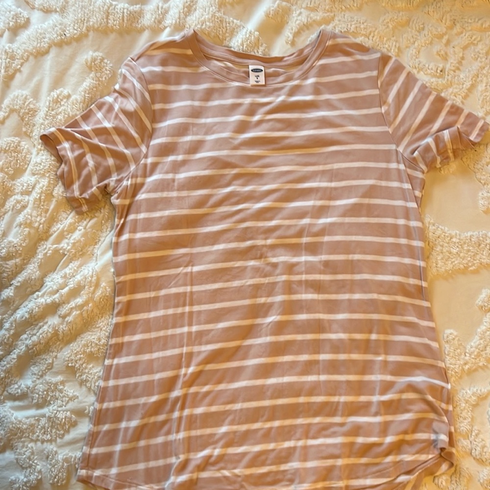 Pink and white short sleeve top